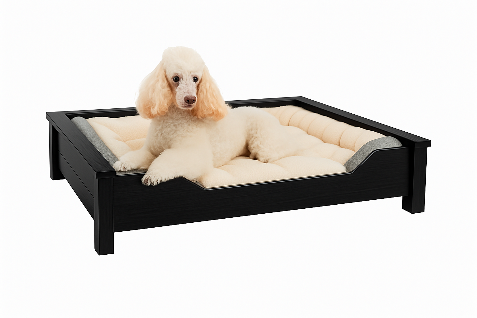 Barkminster Luxury Dog Bed – Jet Black solid wood frame