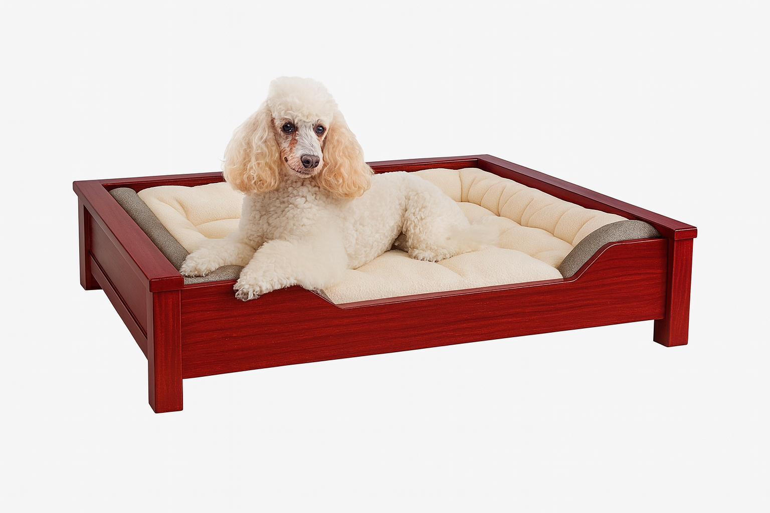 Barkminster Luxury Dog Bed – Sedona Red solid wood frame